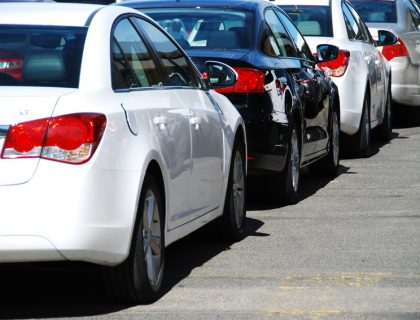 Cars in a parking lot in the USA